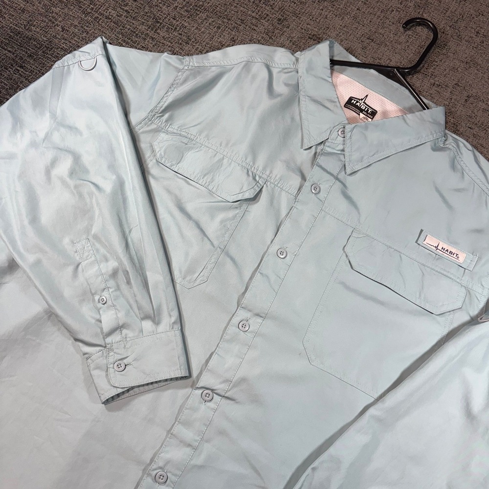 Habit Fishing Shirt 3XL Light Blue Long Sleeve UPF 40+ Ventilated Button Down